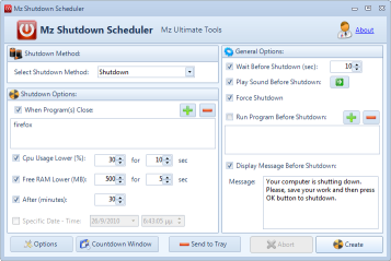 Windows 7 Mz Shutdown Scheduler 2.1.0 full
