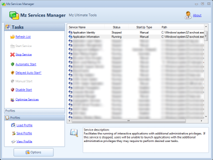 Mz Services Manager screenshot